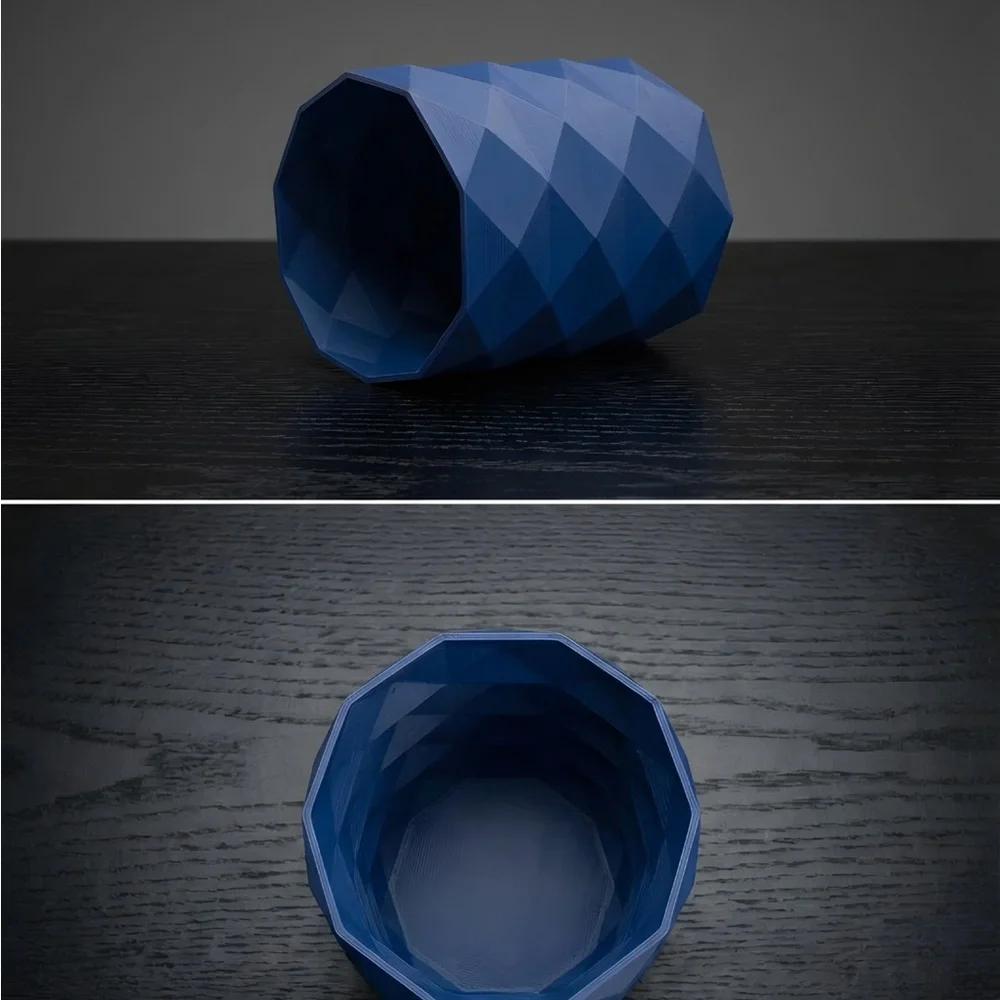 Geometric 3D Printed Desk Organizer Pen Holder – Modern Blue